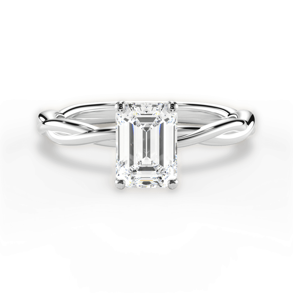 Adrienne Emerald Cut Lab Grown Diamond 14Kt White Gold Engagement Ring