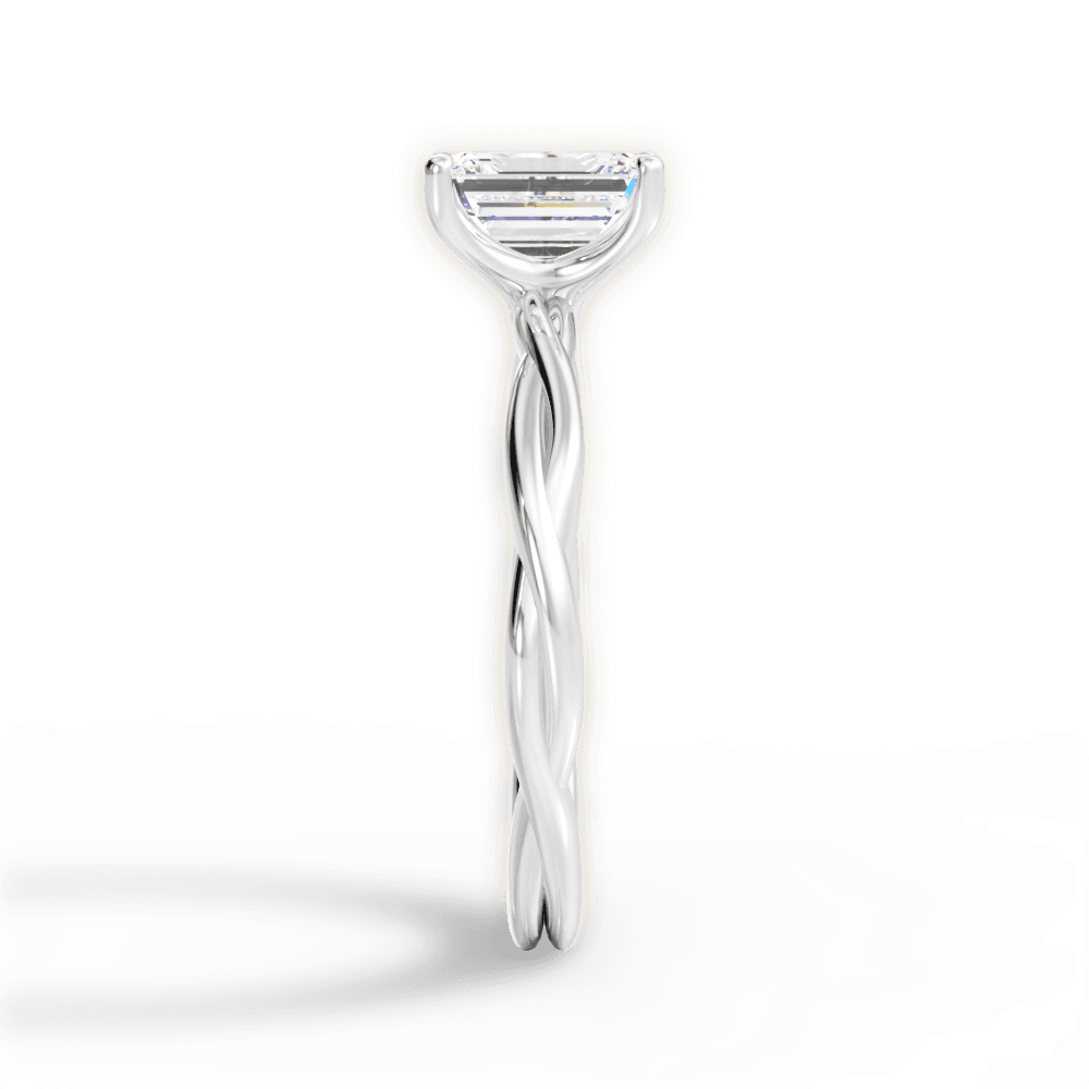 Adrienne Emerald Cut Lab Grown Diamond 18Kt White Gold Engagement Ring - View 2