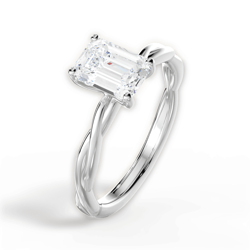 Adrienne Emerald Cut Lab Grown Diamond Platinum Engagement Ring - View 4