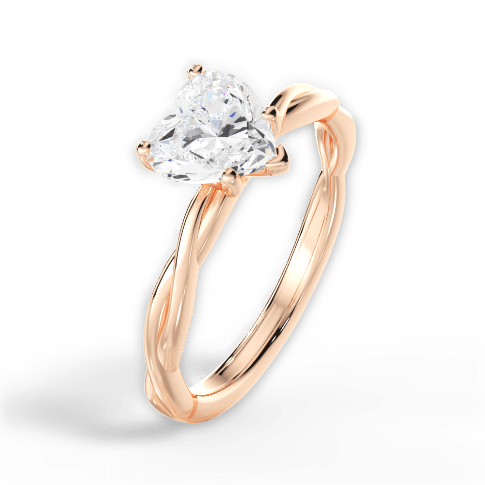 Adrienne Heart Cut Lab Grown Diamond 18Kt Rose Gold Engagement Ring - View 4