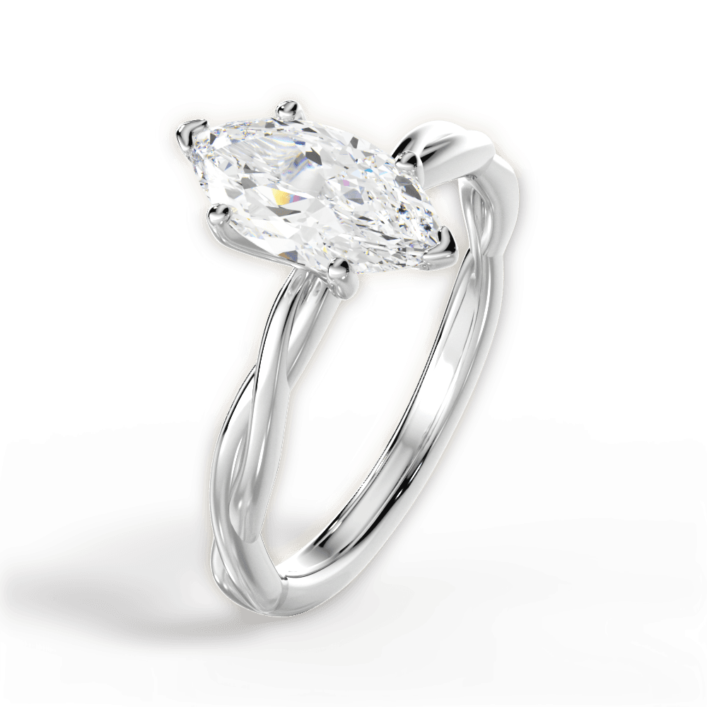 Adrienne Marquise Cut Lab Grown Diamond 18Kt White Gold Engagement Ring - View 4