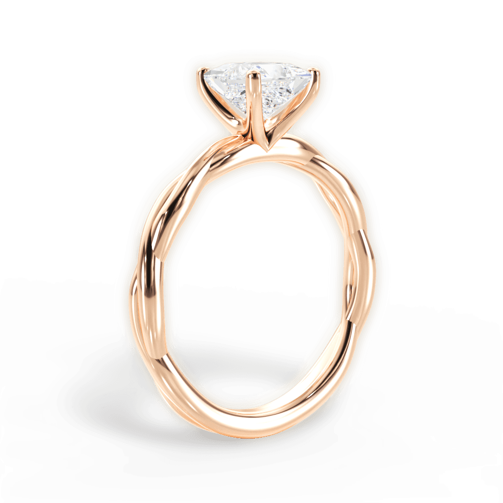 Adrienne Princess Cut Lab Grown Diamond 18Kt Rose Gold Engagement Ring - View 2