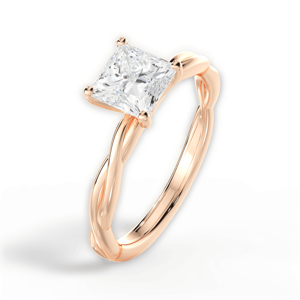 Adrienne Princess Cut Lab Grown Diamond 18Kt Rose Gold Engagement Ring - View 4