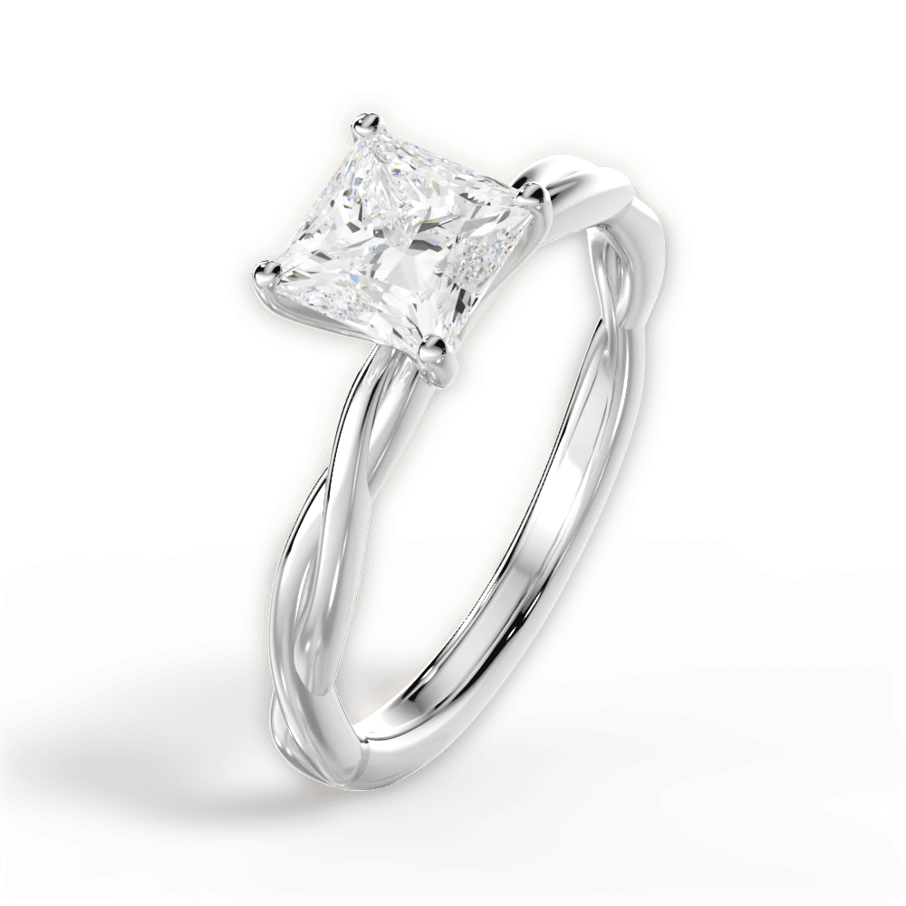 Adrienne Princess Cut Lab Grown Diamond 18Kt White Gold Engagement Ring - View 4