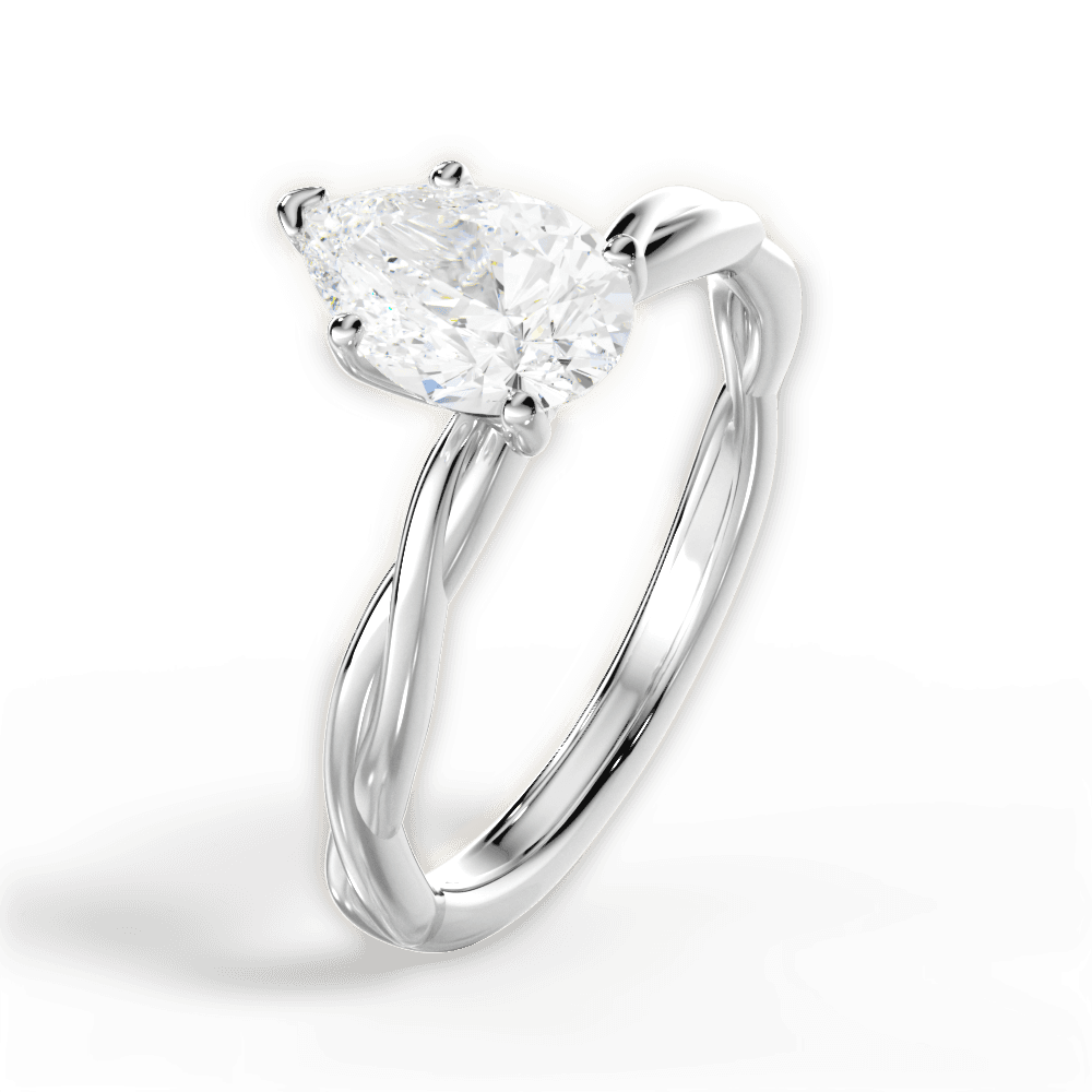 Adrienne Pear Cut Lab Grown Diamond 14Kt White Gold Engagement Ring - View 2