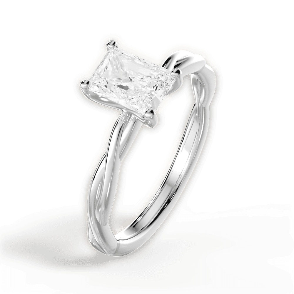 Adrienne Radiant Cut Lab Grown Diamond Platinum Engagement Ring - View 4