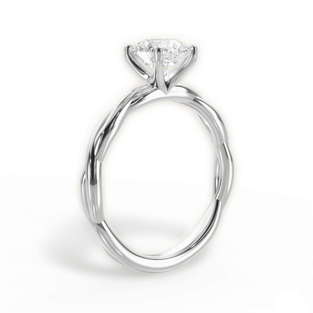 Adrienne Round Cut Lab Grown Diamond 14Kt White Gold Engagement Ring - View 2