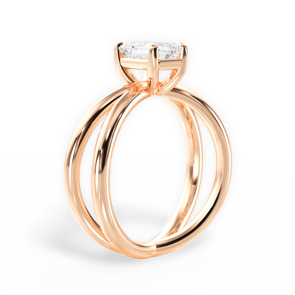 Ada Emerald Cut Lab Grown Diamond 18Kt Rose Gold Engagement Ring - View 2