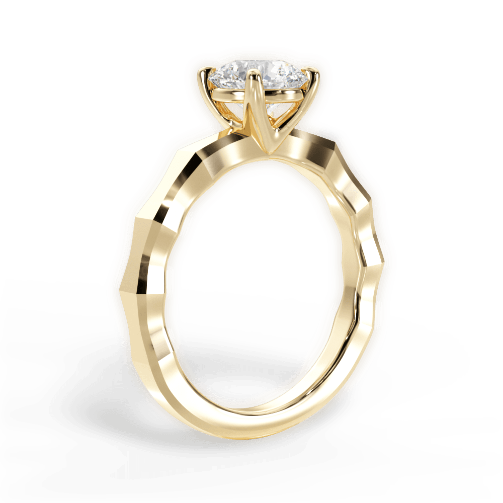 Aaliyah Round Cut Lab Grown Diamond 18Kt Yellow Gold Engagement Ring - View 3
