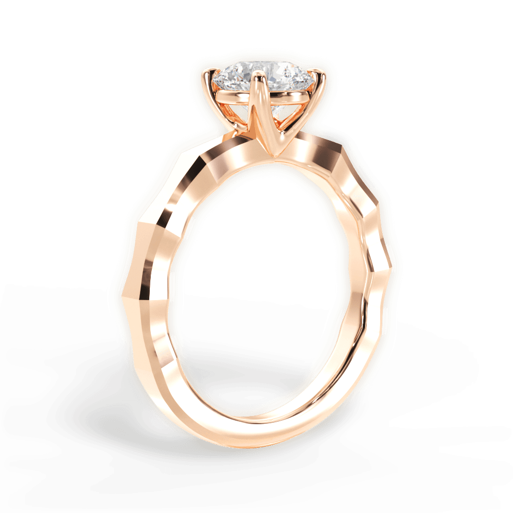 Aaliyah Round Cut Lab Grown Diamond 18Kt Rose Gold Engagement Ring - View 3