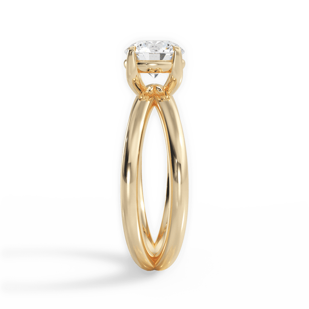 Ada Round Cut Lab Grown Diamond 18Kt Yellow Gold Engagement Ring - View 3