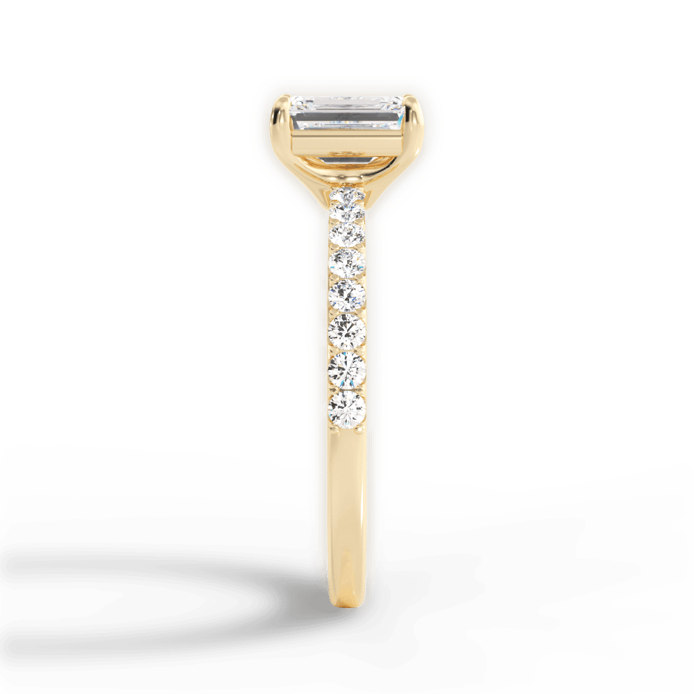 Elsie Emerald Cut Lab Grown Diamond 18Kt Yellow Gold Engagement Ring - View 2