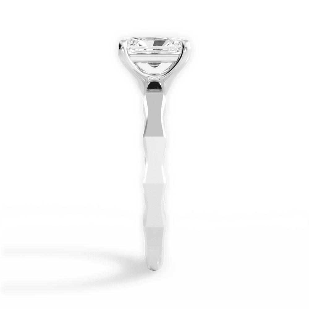 Aaliyah Radiant Cut Lab Grown Diamond 18Kt White Gold Engagement Ring - View 3