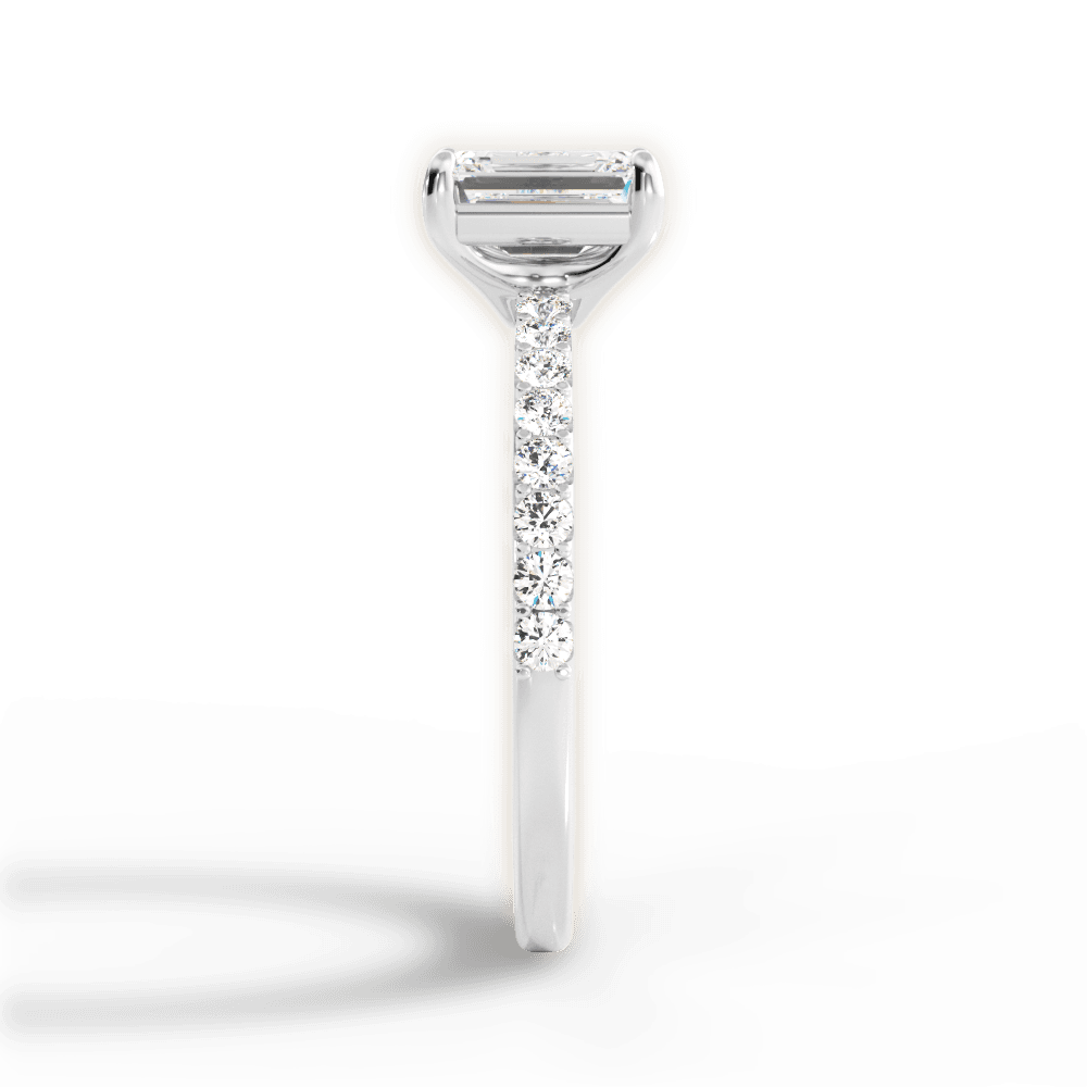 Elsie Emerald Cut Lab Grown Diamond Platinum Engagement Ring - View 2