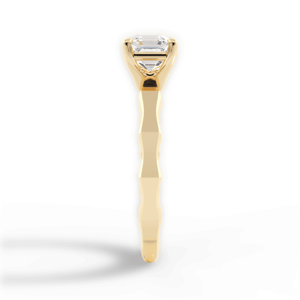Aaliyah Asscher Cut Lab Grown Diamond 18Kt Yellow Gold Engagement Ring - View 3
