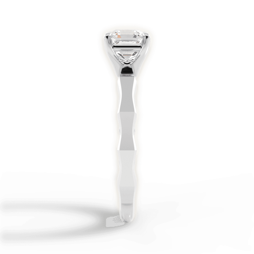 Aaliyah Asscher Cut Lab Grown Diamond 14Kt White Gold Engagement Ring - View 4