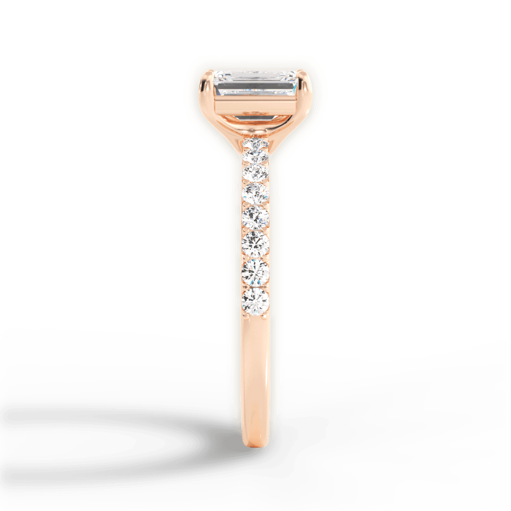 Elsie Emerald Cut Lab Grown Diamond 18Kt Rose Gold Engagement Ring - View 3