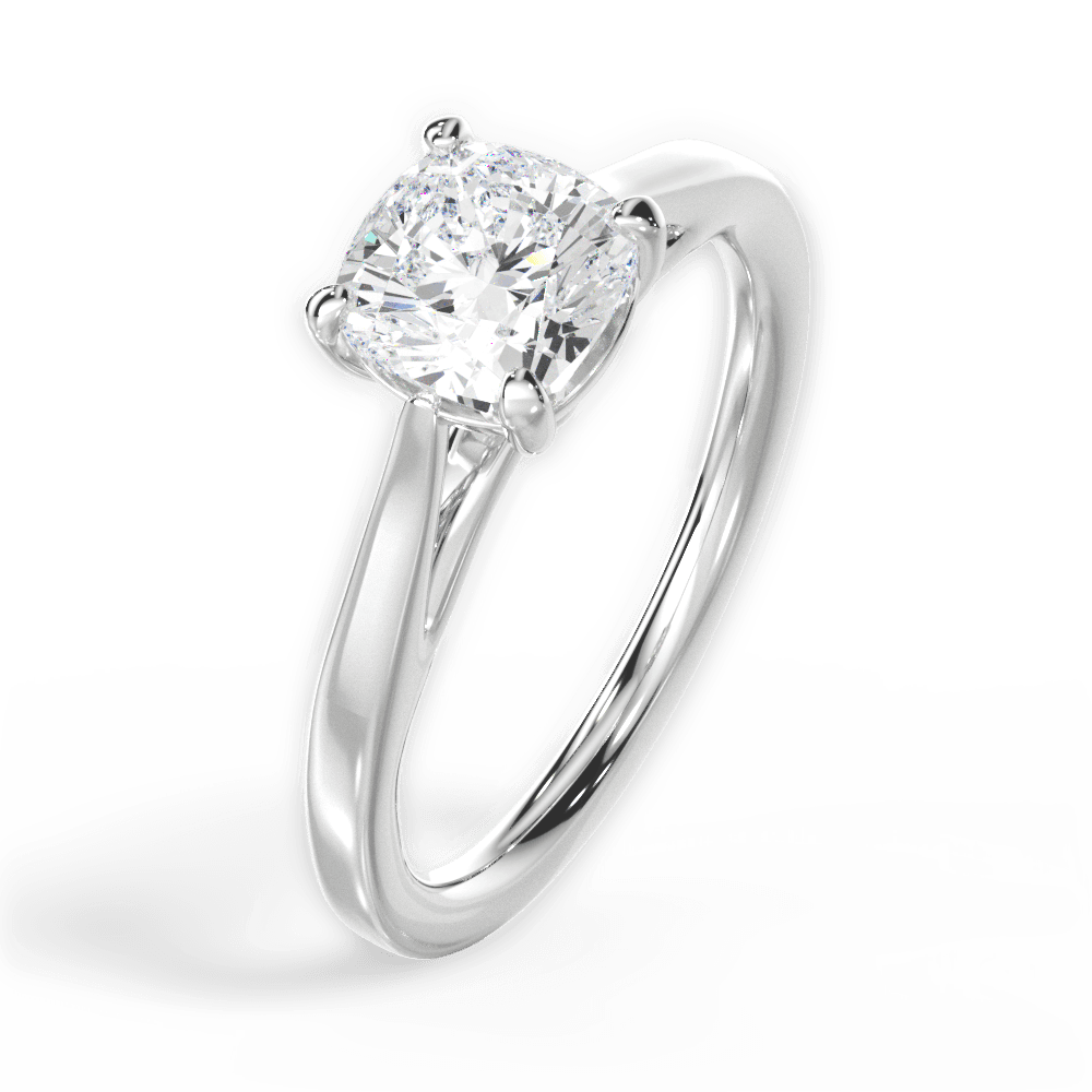 Angie Cushion Cut Lab Grown Diamond 18Kt White Gold Engagement Ring - View 4
