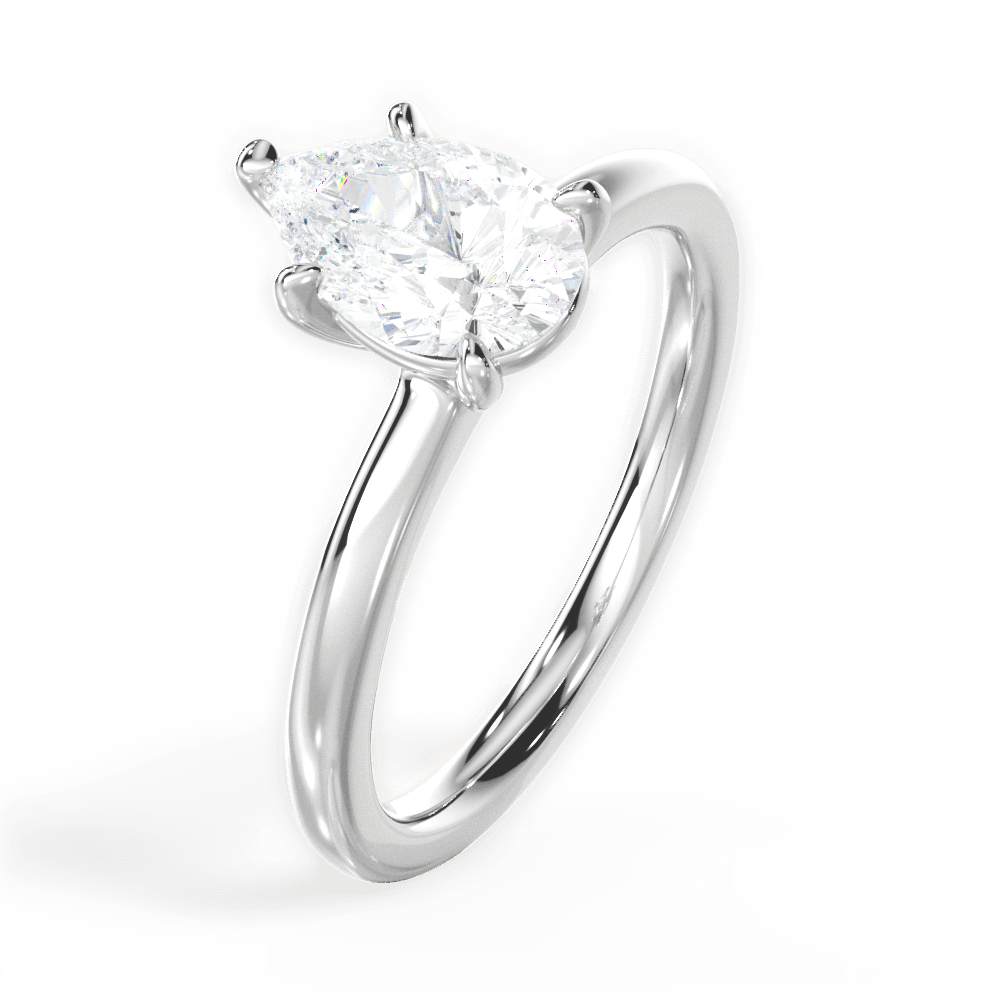 Angela Pear Cut Lab Grown Diamond 14Kt White Gold Engagement Ring - View 2
