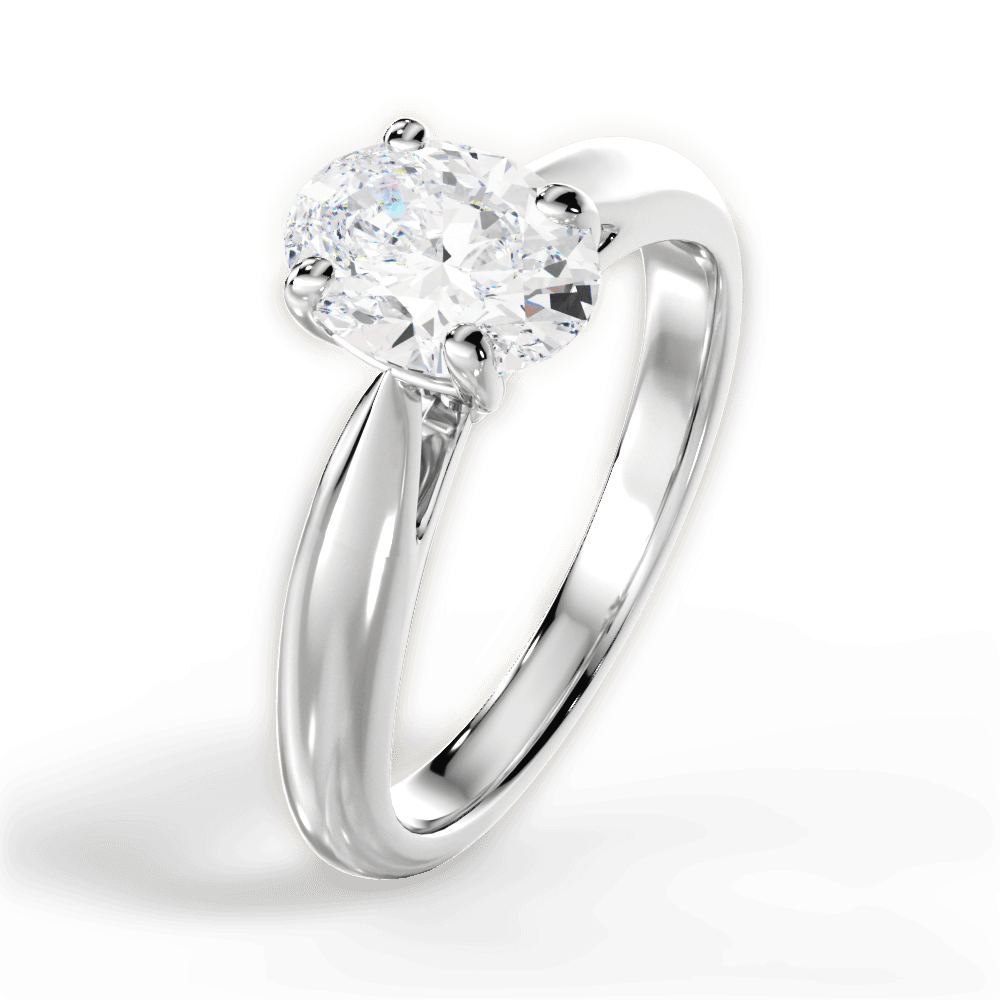 Amy Oval Cut Lab Grown Diamond 14Kt White Gold Engagement Ring - View 4
