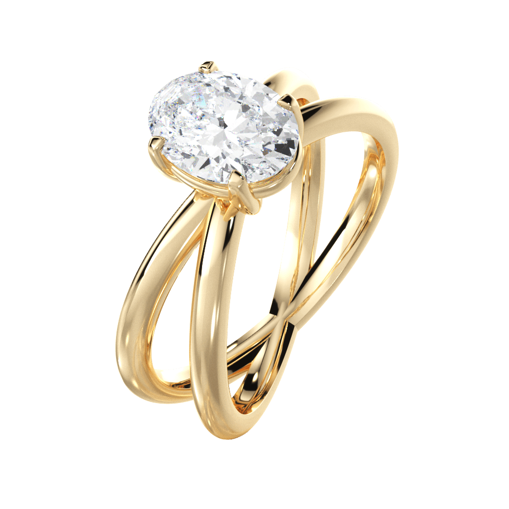 Ada Oval Cut Lab Grown Diamond 18Kt Yellow Gold Engagement Ring - View 4