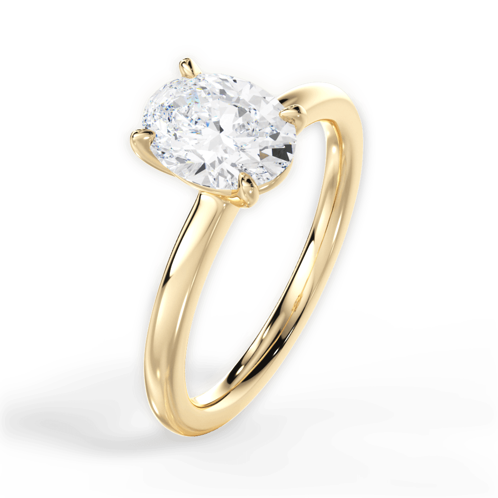 Angela Oval Cut Lab Grown Diamond 18Kt Yellow Gold Engagement Ring - View 3