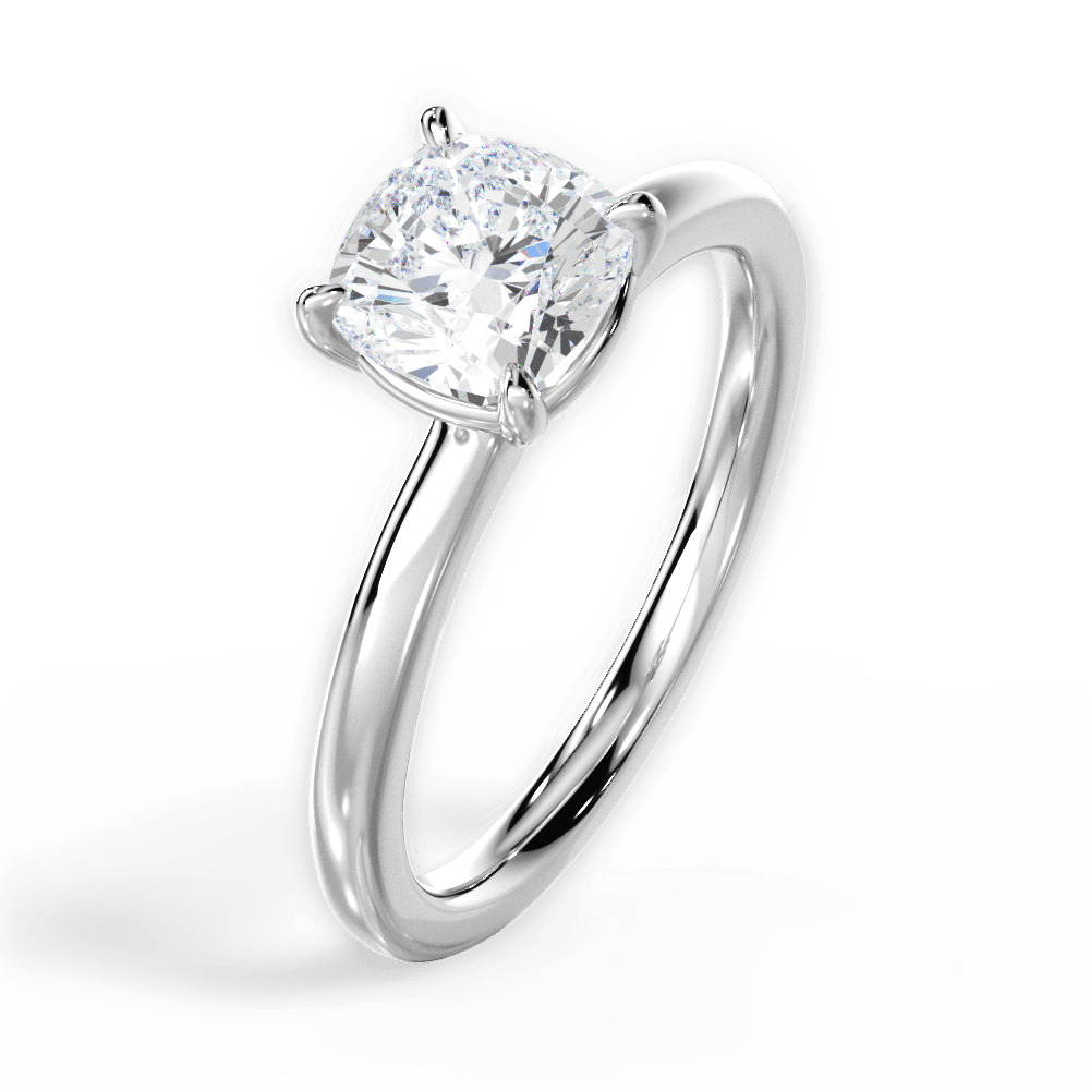 Angela Cushion Cut Lab Grown Diamond Platinum Engagement Ring - View 4
