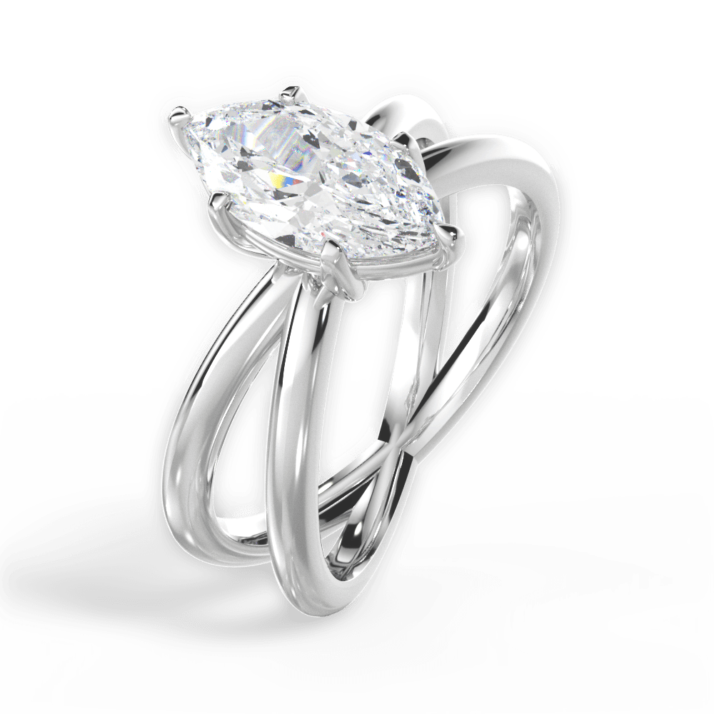 Ada Marquise Cut Lab Grown Diamond 14Kt White Gold Engagement Ring - View 2
