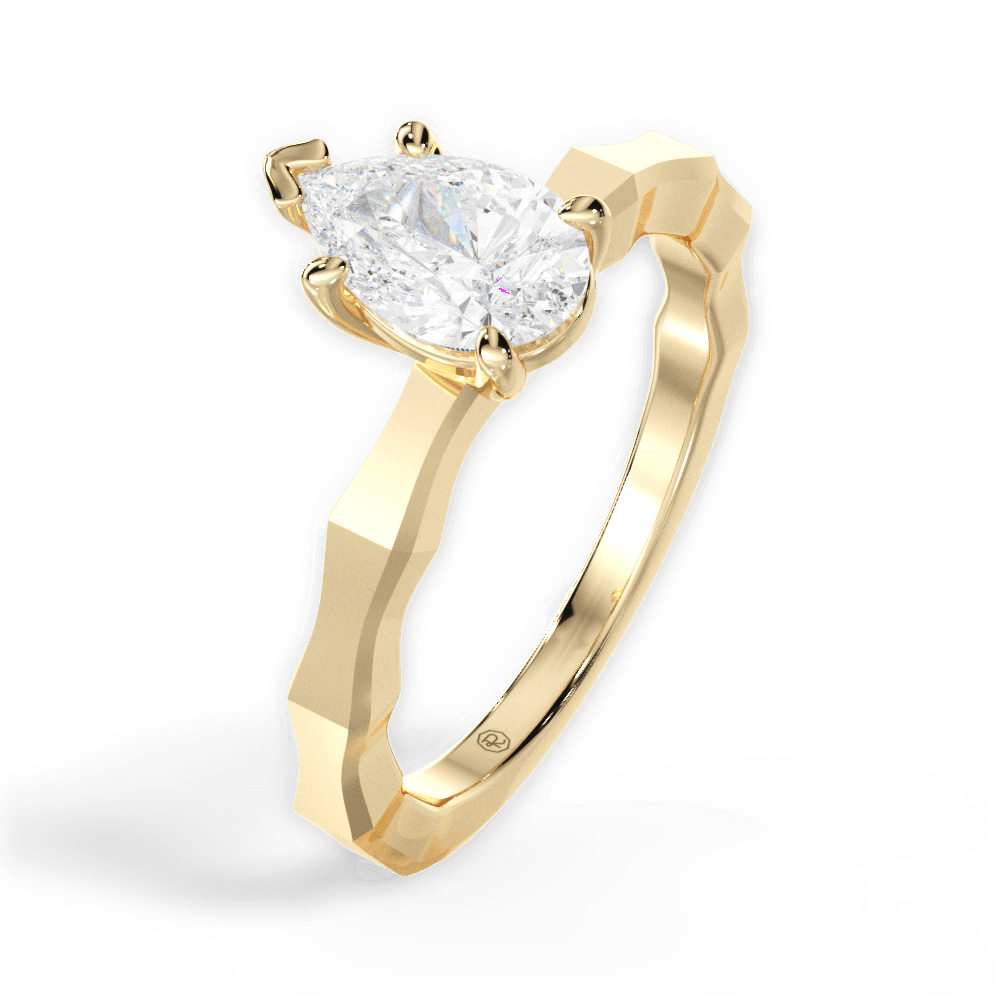 Aaliyah Pear Cut Lab Grown Diamond 18Kt Yellow Gold Engagement Ring - View 4