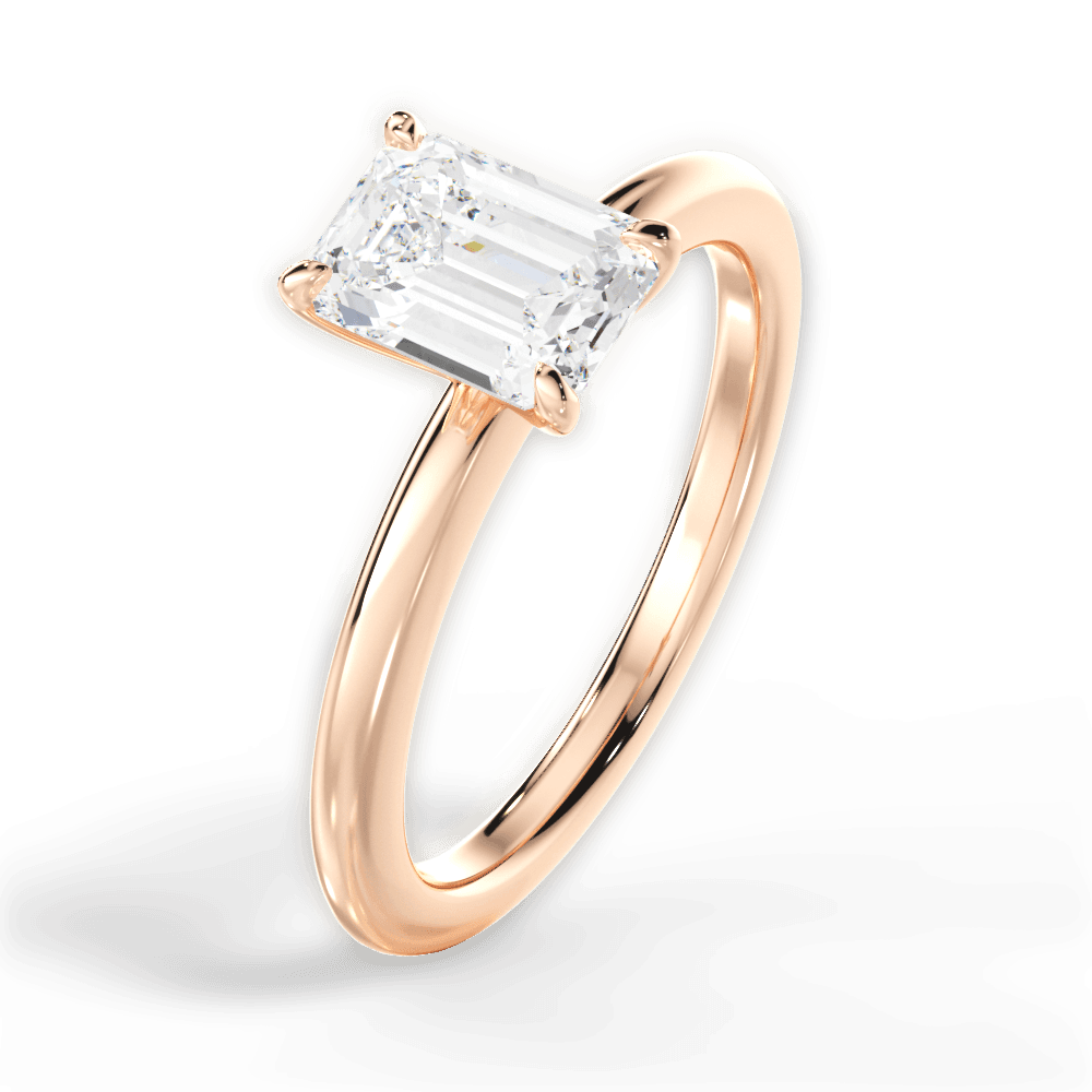 Allison Emerald Cut Lab Grown Diamond 18Kt Rose Gold Engagement Ring - View 4