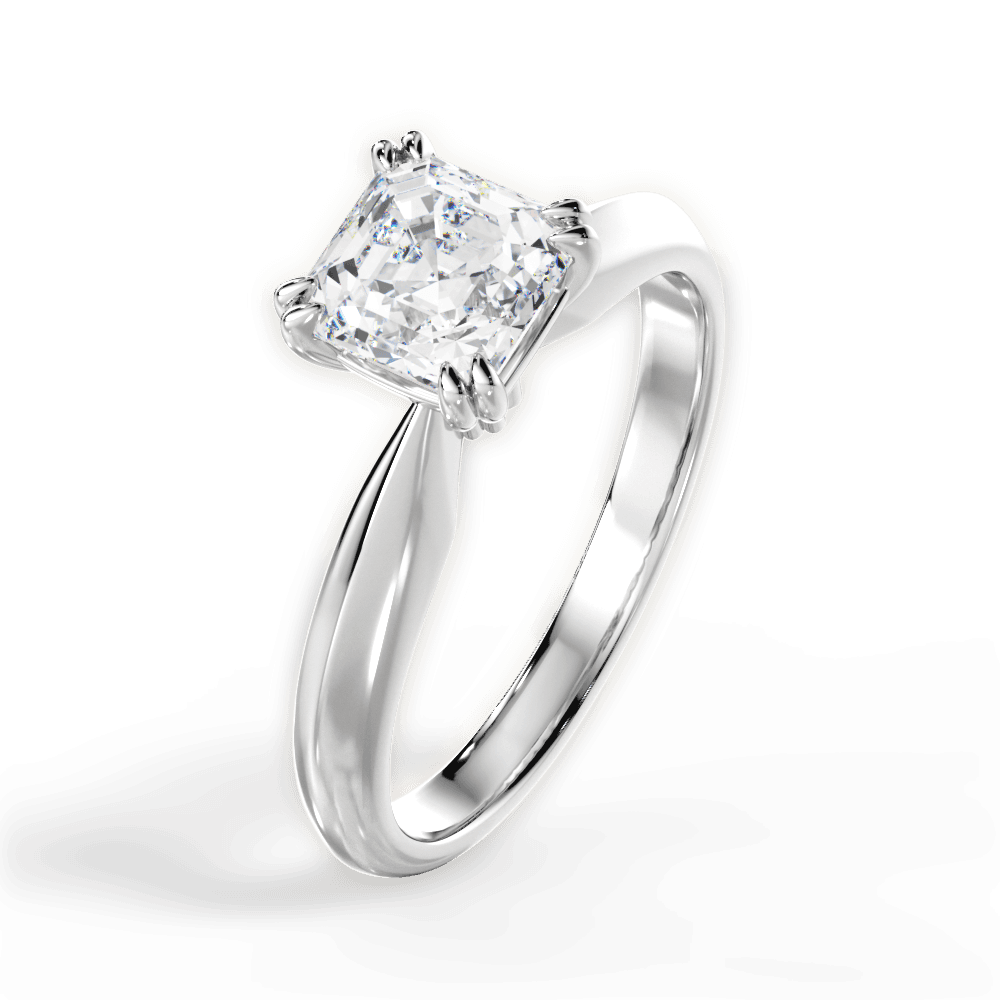 Anastasia Asscher Cut Lab Grown Diamond 14Kt White Gold Engagement Ring - View 2