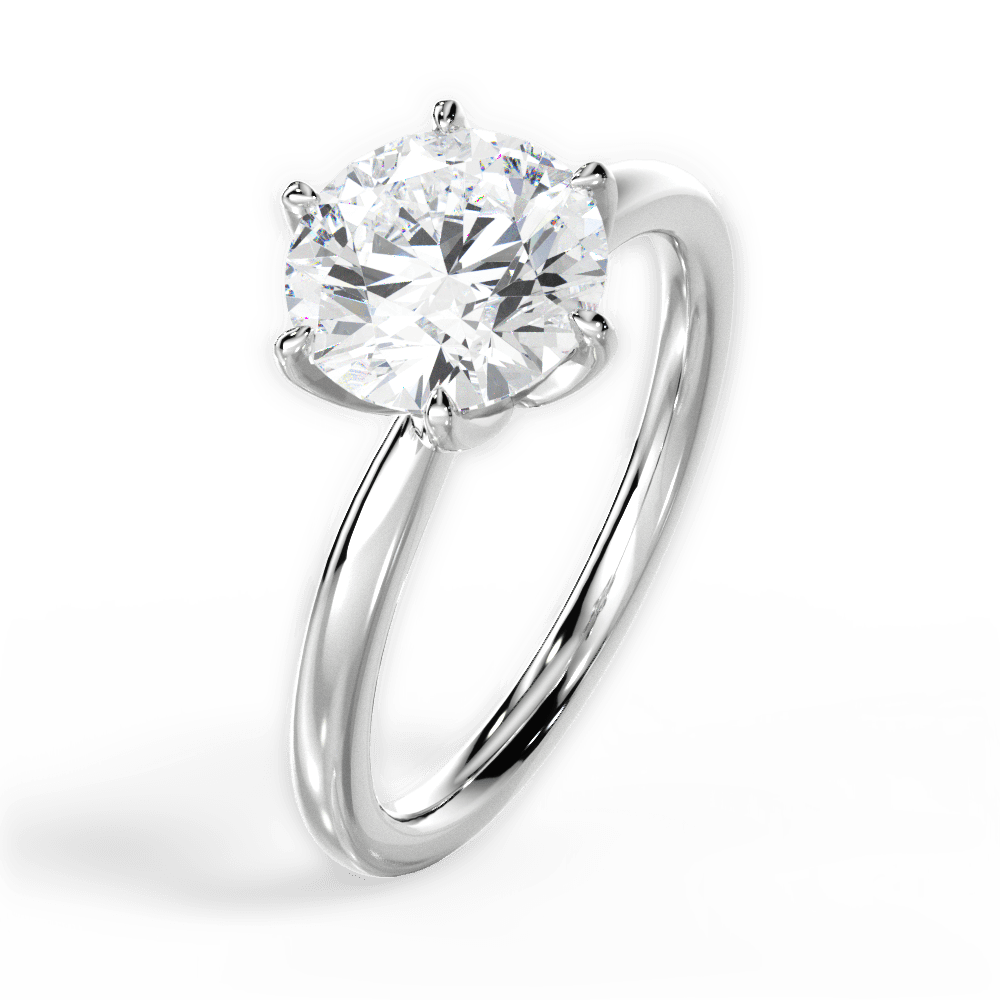 Angelica Round Cut Lab Grown Diamond 18Kt White Gold Engagement Ring - View 3