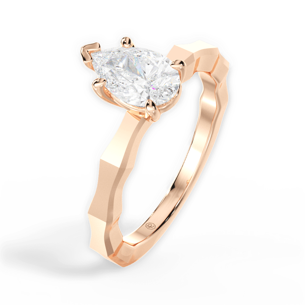 Aaliyah Pear Cut Lab Grown Diamond 18Kt Rose Gold Engagement Ring - View 3