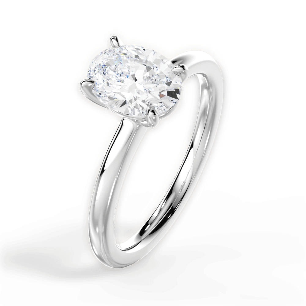 Angela Oval Cut Lab Grown Diamond 14Kt White Gold Engagement Ring - View 4