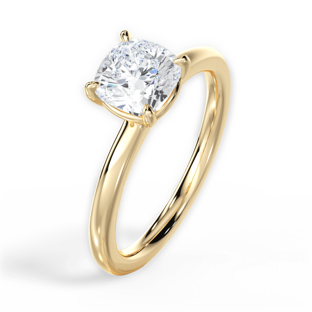 Angela Cushion Cut Lab Grown Diamond 18Kt Yellow Gold Engagement Ring - View 4