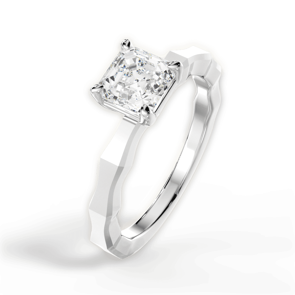 Aaliyah Asscher Cut Lab Grown Diamond 14Kt White Gold Engagement Ring - View 3
