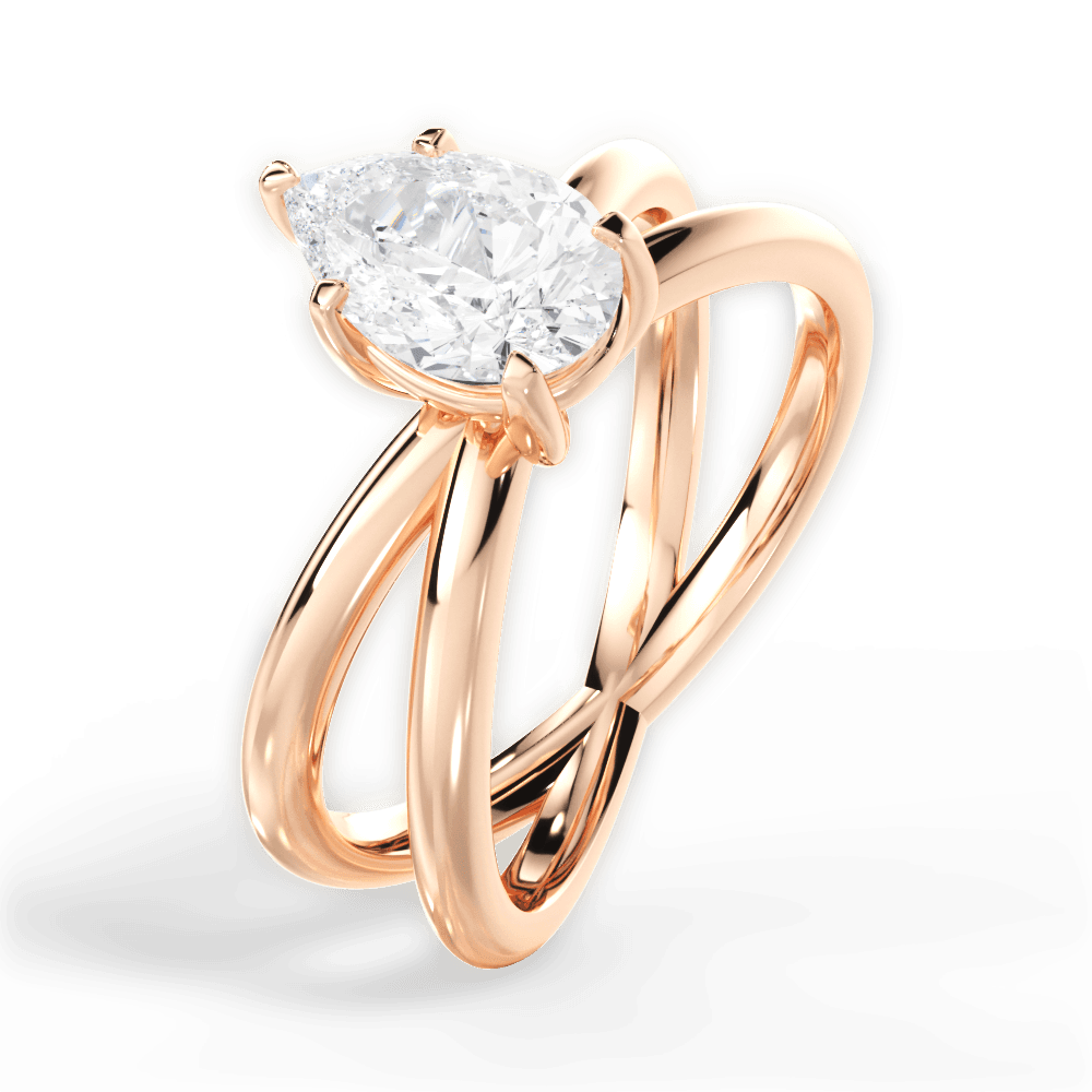 Ada Pear Cut Lab Grown Diamond 18Kt Rose Gold Engagement Ring - View 2