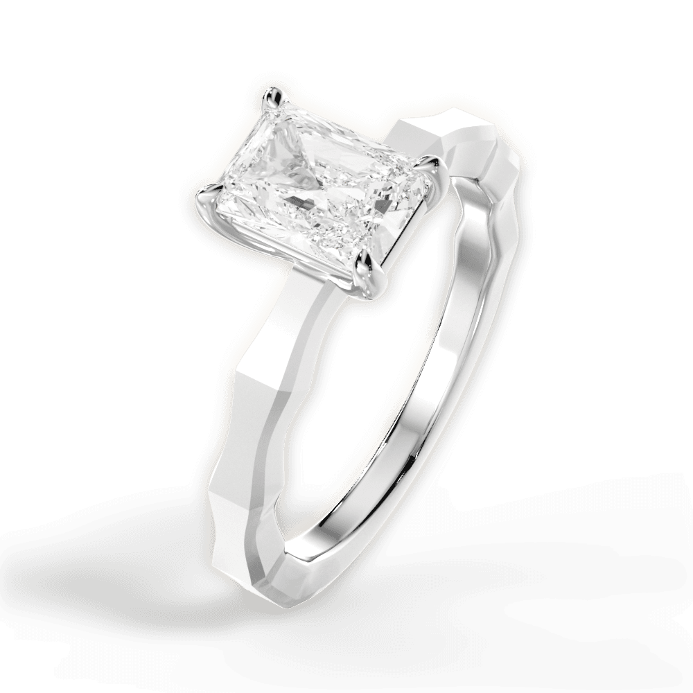 Aaliyah Radiant Cut Lab Grown Diamond 14Kt White Gold Engagement Ring - View 2