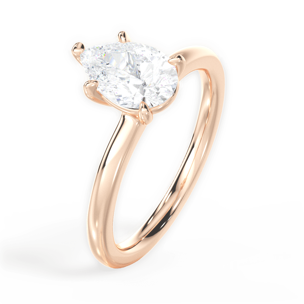 Angela Pear Cut Lab Grown Diamond 18Kt Rose Gold Engagement Ring - View 2