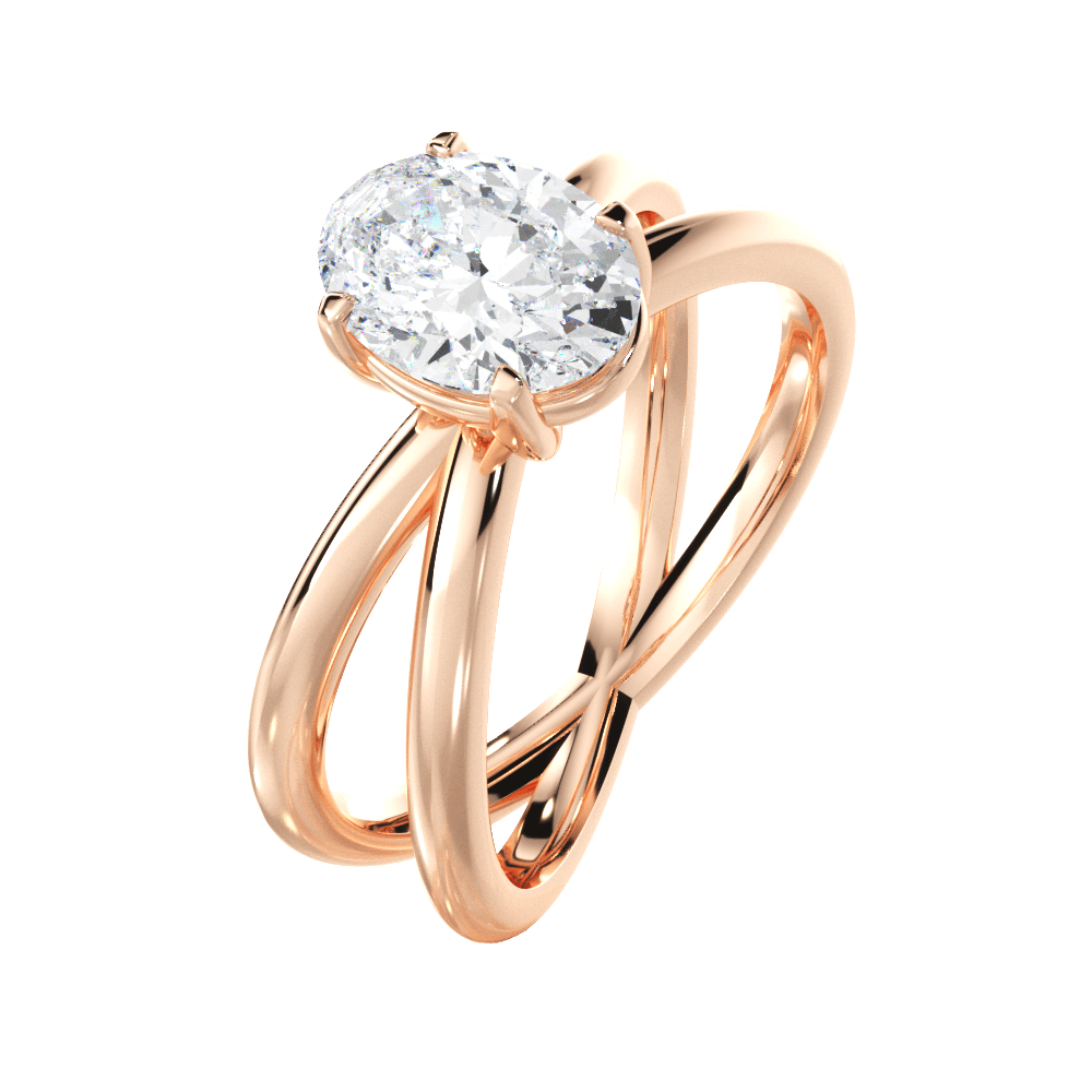 Ada Oval Cut Lab Grown Diamond 18Kt Rose Gold Engagement Ring - View 3