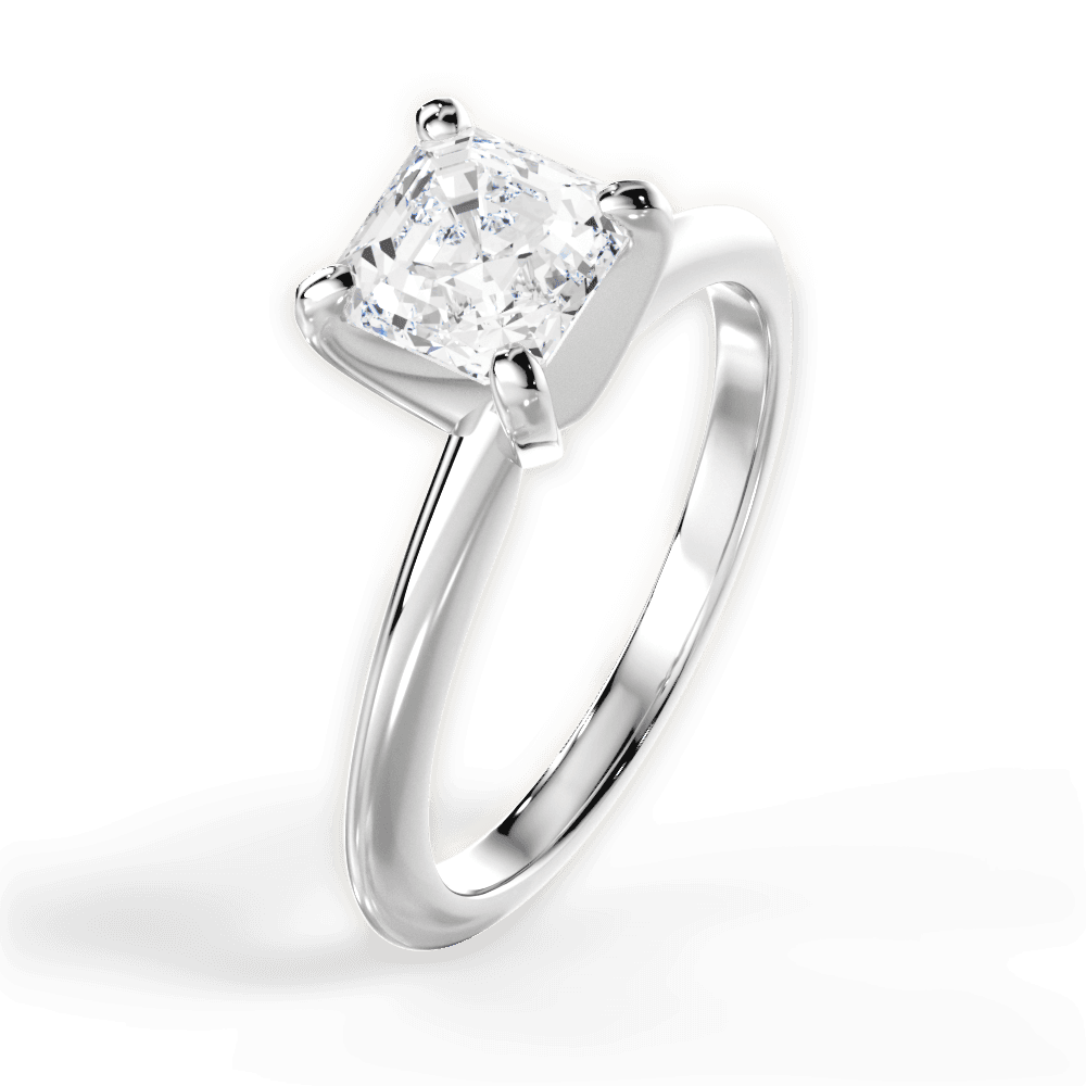 Alicia Asscher Cut Lab Grown Diamond 18Kt White Gold Engagement Ring - View 4