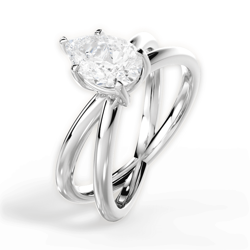 Ada Pear Cut Lab Grown Diamond 18Kt White Gold Engagement Ring - View 4