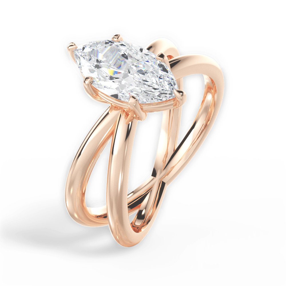 Ada Marquise Cut Lab Grown Diamond 18Kt Rose Gold Engagement Ring - View 2