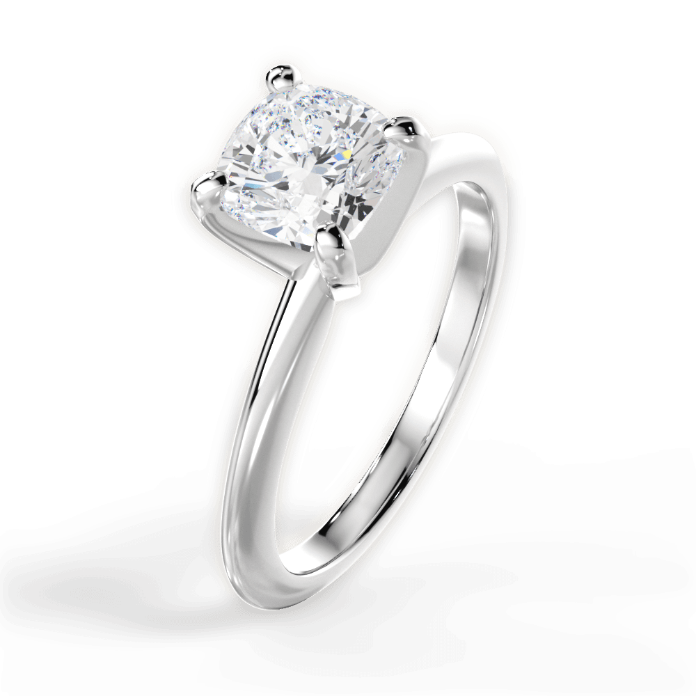 Alicia Cushion Cut Lab Grown Diamond 18Kt White Gold Engagement Ring - View 4