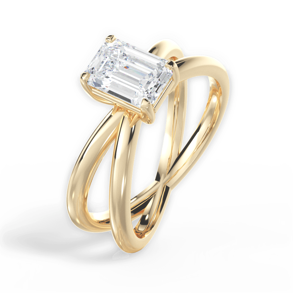 Ada Emerald Cut Lab Grown Diamond 18Kt Yellow Gold Engagement Ring - View 4