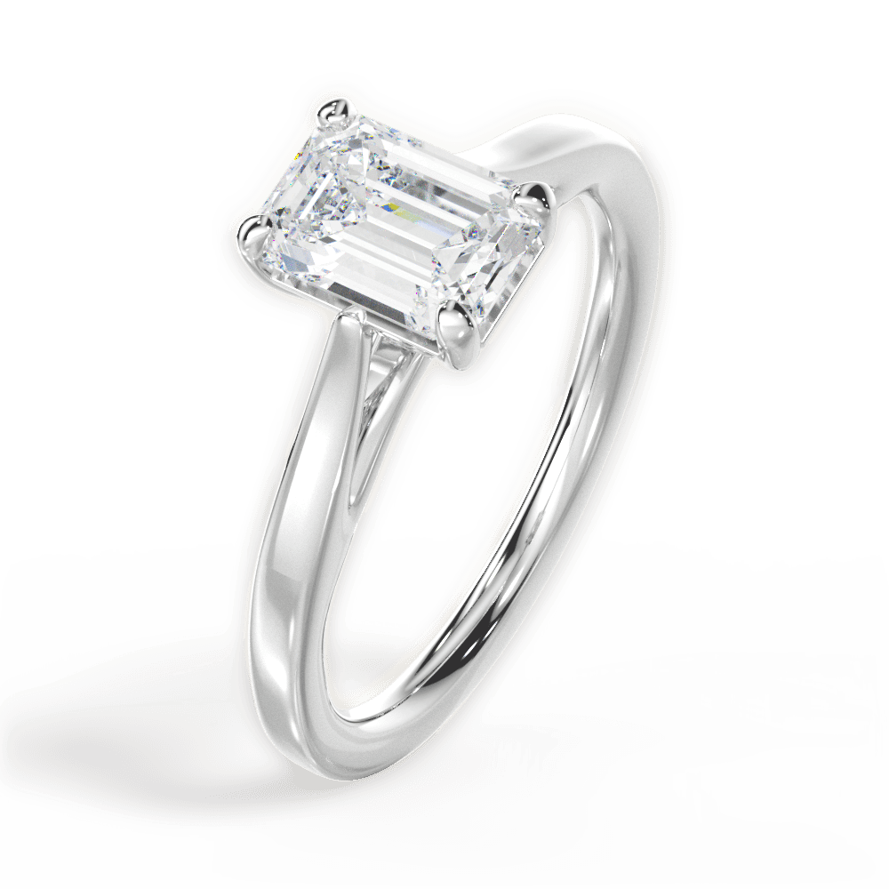 Angie Emerald Cut Lab Grown Diamond 14Kt White Gold Engagement Ring - View 3