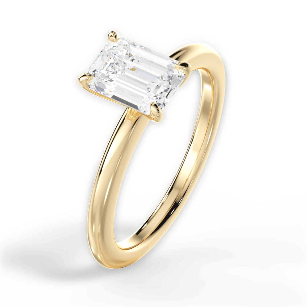 Allison Emerald Cut Lab Grown Diamond 18Kt Yellow Gold Engagement Ring - View 2