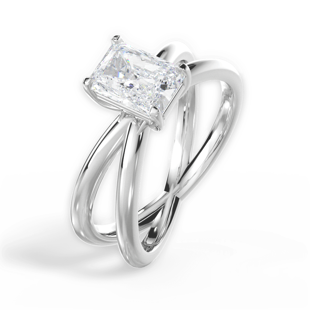 Ada Radiant Cut Lab Grown Diamond 18Kt White Gold Engagement Ring - View 3