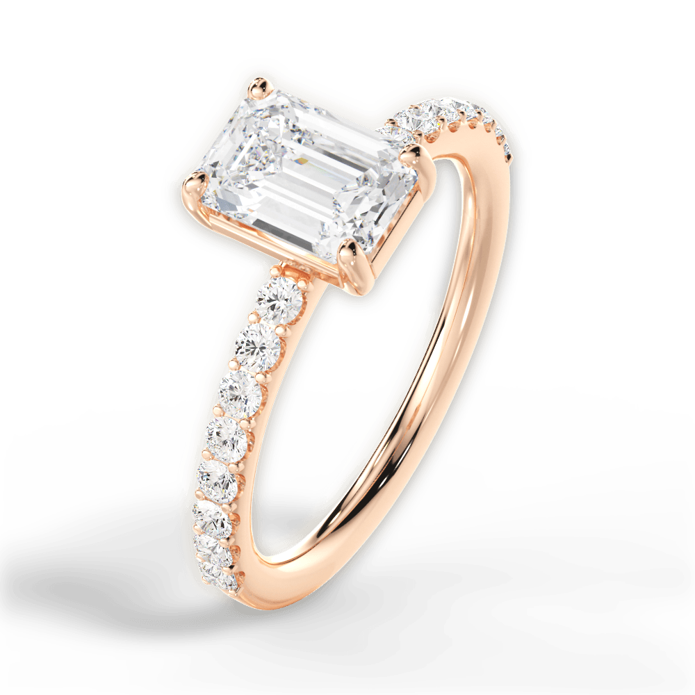 Elsie Emerald Cut Lab Grown Diamond 18Kt Rose Gold Engagement Ring - View 2
