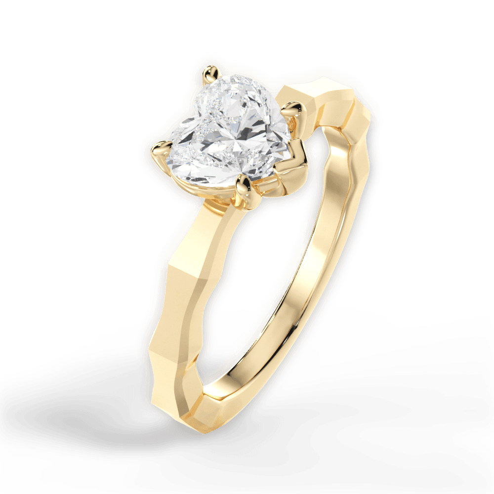 Aaliyah Heart Cut Lab Grown Diamond 18Kt Yellow Gold Engagement Ring - View 4